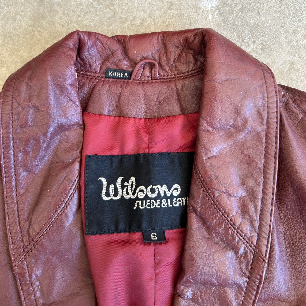 Wilson’s Burgundy Women Leather Jacket Size 6 Made in Korea - Picture 5 of 12